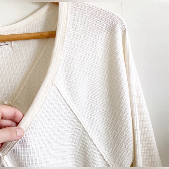 Free People white Thermal Knit Textured Flowy Tunic Top - Picture 6 of 14